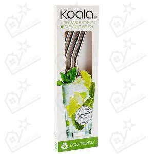 Set 4 Palhinhas + Escova Inox Koala