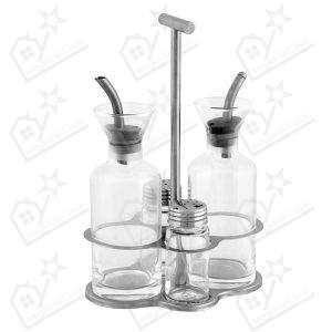 Galheteiro Cristal Anti Gota Base Inox